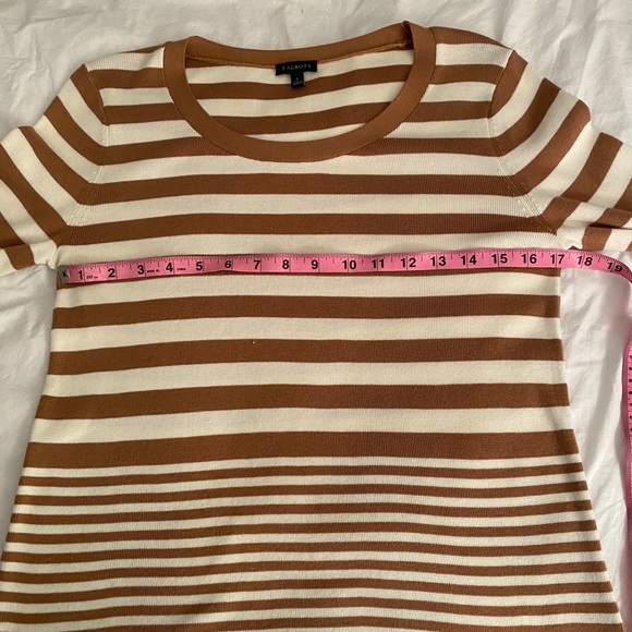 Talbots Small, brown & white striped cotton/rayon blend long sleeve, scoop neck. - Picture 15 of 16